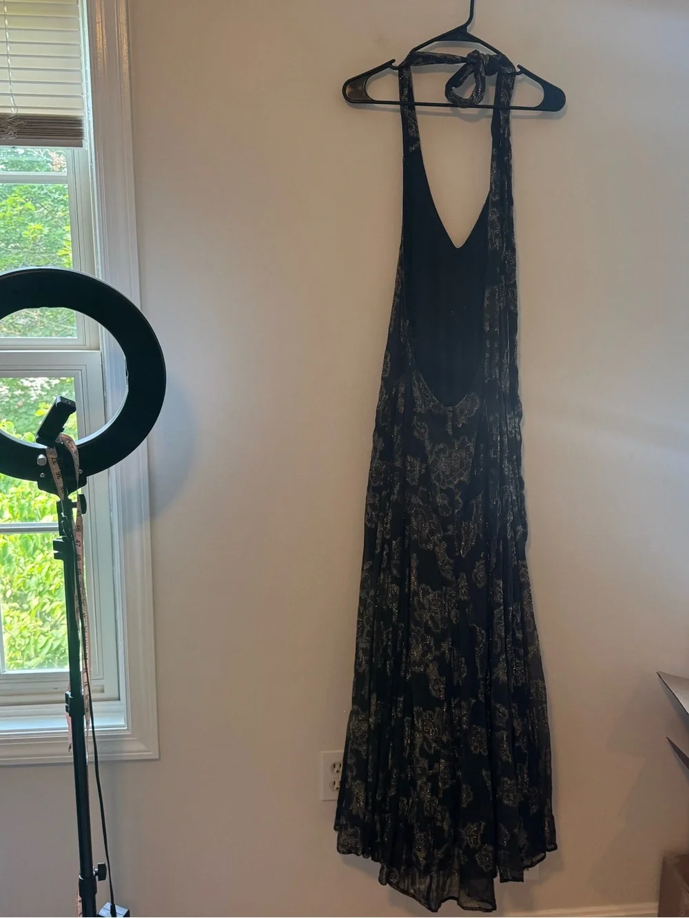 Free People Metallic Holding On Convertible Maxi Dress Small black